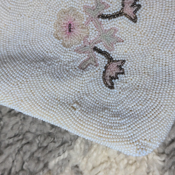 VTG Vintage French beaded bag, floral print - Picture 4 of 17